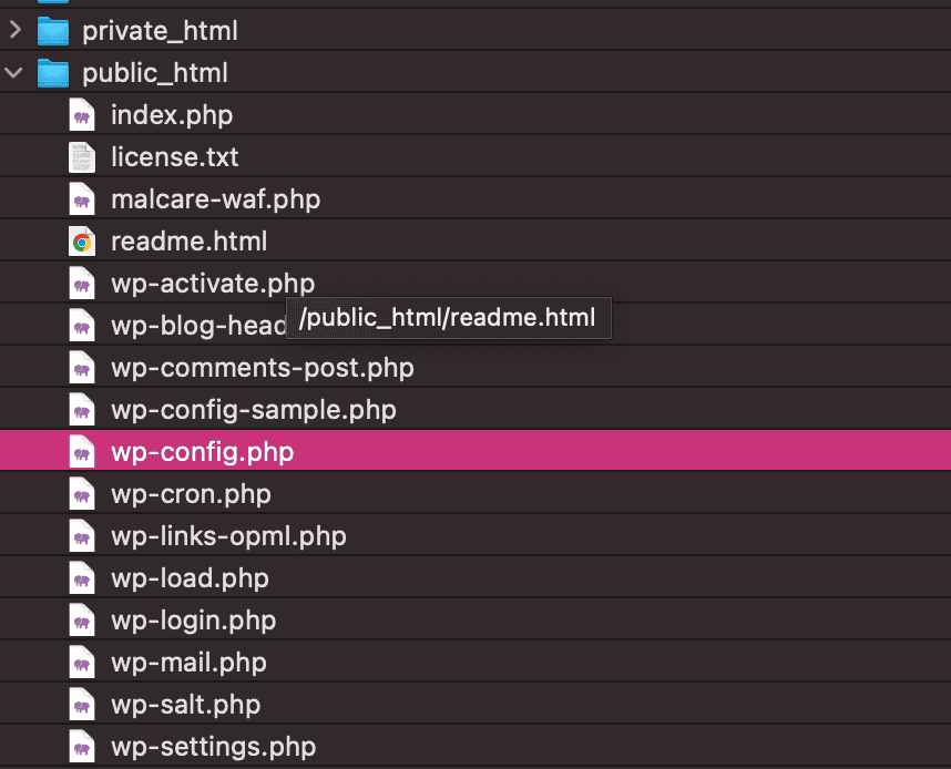 public_html > wp-config.php